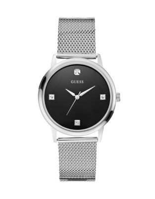 Guess Diamond and Stainless Steel Wafer Mesh Watch - SILVER