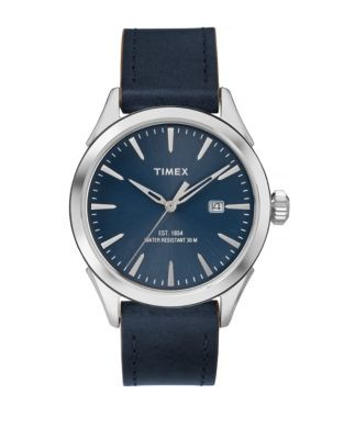 Timex Chesapeake Leather Strap Analog Watch - BLUE