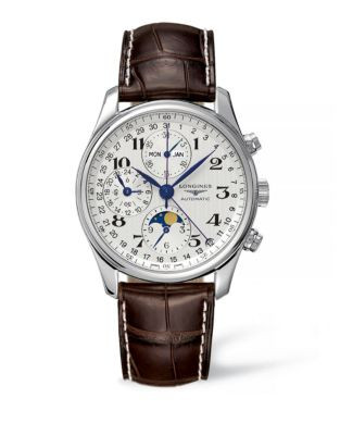 Longines Leather Strap Chronograph Watch - BROWN