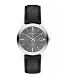 Burberry The City Textured Leather Watch - BLACK