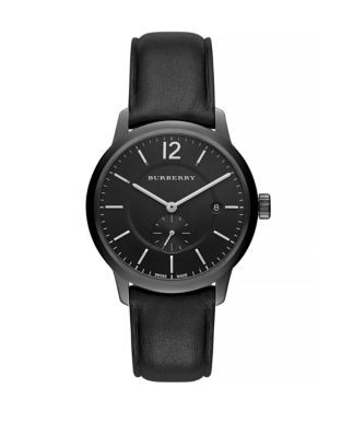 Burberry Classic Round Analog Leather Watch - BLACK