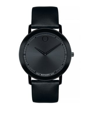 Movado Analog Sapphire Matte Black Watch - BLACK