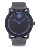 Movado Bold Bold Large Analog Leather Watch - BLUE