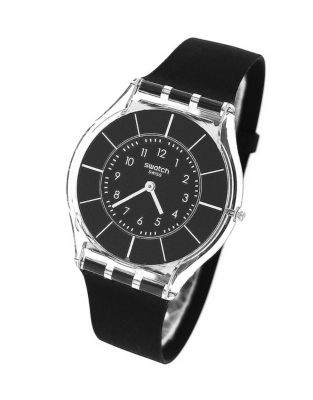 Swatch Black Classiness Silicone Strap Watch - BLACK