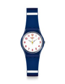 Swatch Analog Striped Silicone Watch - BLUE