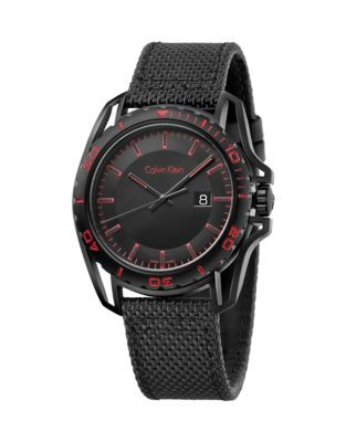 Calvin Klein Earth Watch with Textile Bracelet - BLACK