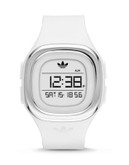 Adidas Denver Digital Silicone Strap Watch - WHITE