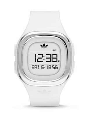 Adidas Denver Digital Silicone Strap Watch - WHITE