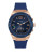 Guess Mens Connect Smartwatch Rose-Goldtone Stainless Steel and Blue Silicone - BLUE