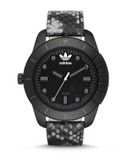 Adidas Snakeskin Leather Strap Analog Watch - BLACK
