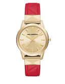 Karl Lagerfeld Labelle Studded Leather Watch - RED