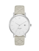 Kate Spade New York Metro Grand Analog Quilted Leather Watch - GREY