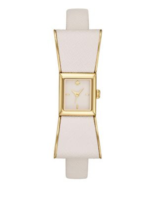 Kate Spade New York Kenmare White Bow Leather Watch - WHITE