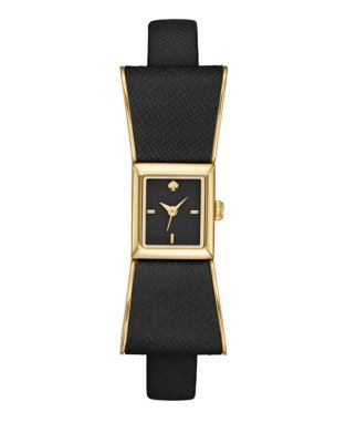 Kate Spade New York Kenmare Black Bow Leather Watch - BLACK