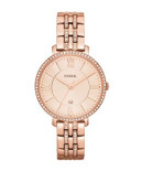 Fossil Jacqueline Three Hand Date Stainless Steel Watch Rose Gold Tone - PINK