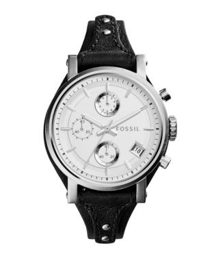 Fossil Original Boyfriend Leather Chronograph Watch - BLACK