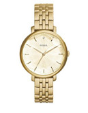 Fossil Etched Goldtone Stainless Steel Link Watch - GOLD
