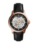 Fossil Townsman Rose Goldtone Stainless Steel & Leather Strap Watch - BLACK