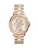 Fossil Multifunction Rose Goldtone Stainless Steel Acetate Watch - TWO TONE