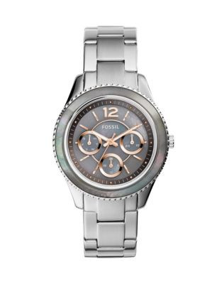 Fossil Two-Tone Stainless Steel Acetate Multifunction Watch - SILVER
