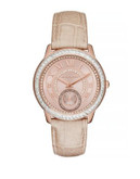 Michael Kors Madelyn Pave Crystal Leather Watch - PINK