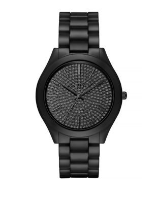 Michael Kors Slim Runway Black Pavé Dial Bracelet Watch - BLACK