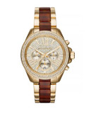 Michael Kors Wren Pave Stainless Steel Chronograph Watch - GOLD BROWN