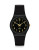 Swatch Analog Goldtone Accent Silicone Watch - BLACK