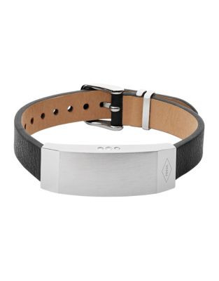 Fossil Q Dreamer Stainless Steel and Leather Tracking Bracelet - BLACK