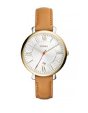 Fossil Jacqueline Two-Tone Stainless Steel Leather Strap Watch - BROWN