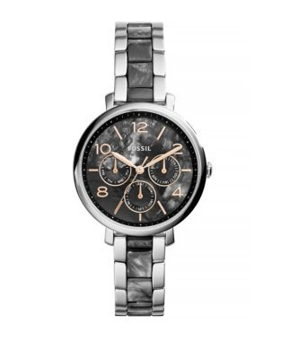Fossil Jacqueline Stainless Steel and Acetate Bracelet Watch - SILVER