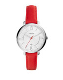 Fossil Analog Jacqueline Leather Strap Watch - RED