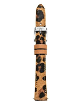 Fossil Cheetah Slim Leather Watch Strap - BROWN