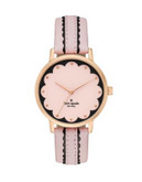Kate Spade New York Metro Scallop Goldtone Pink Leather Strap Watch - PINK