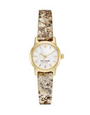 Kate Spade New York Tiny Metro Gold Glitter Leather Strap Watch - GOLD