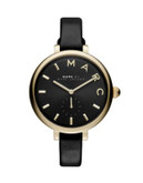 Marc By Marc Jacobs Sally Goldtone Stainless Steel Leather Strap Watch - BLACK