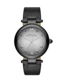 Marc By Marc Jacobs Dotty Gunmetal-Tone Stainless Steel Leather Strap Watch - BLACK