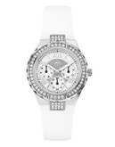 Guess Embellished Silvertone Watch W0300L1 - WHITE