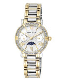 Anne Klein Womens Oversized Crystals Moon Phase AK-1965SVTT - TWO TONE