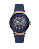 Guess Womens Multifunction Blue Smooth Silicone Watch 40mm W0571L1 - BLUE