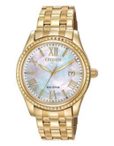 Citizen Drive Ladies Gold-Tone Watch with Mother-of-Pearl Dial - GOLD