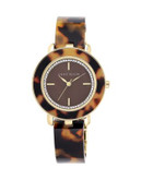 Anne Klein Pave Mother-of-Pearl Bangle Watch - BROWN