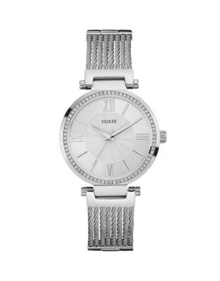 Guess Analog Silvertone Stainless Steel Watch - SILVER