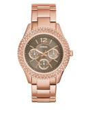 Fossil Pave Stainless Steel Multifunction Watch - ROSE GOLD