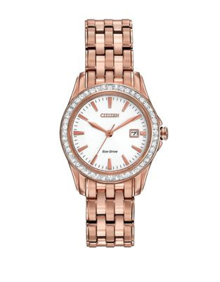 Citizen Silhouette Crystal Stainless Steel Bracelet Watch - ROSE GOLD