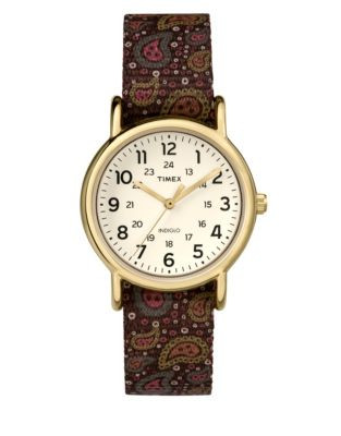 Timex Analog Weekender Paisley Watch - BROWN