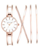 Anne Klein Rose-Goldtone Stainless Steel Pave Watch Set - ROSE GOLD