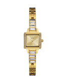 Guess Goldtone Stainless Steel Square Case Pave Crystal Bracelet Watch - GOLD