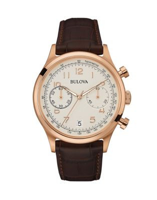 Bulova Classic Goldtone Stainless Steel Leather Chronograph Watch - ROSE GOLD