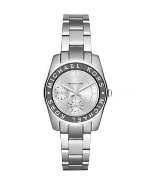 Michael Kors Ryland Signature-Embossed Stainless Steel Analog Watch - SILVER